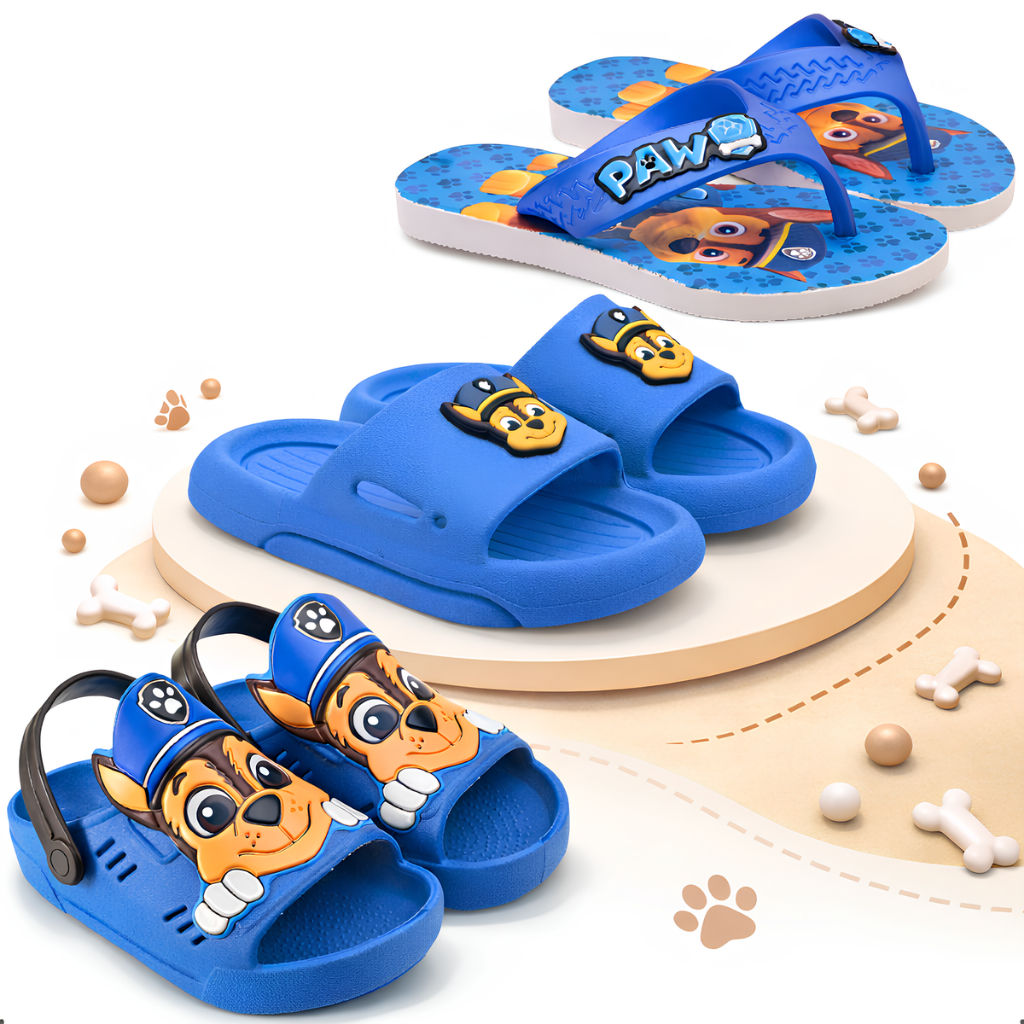 Kit 3 Em 1 Sandália Infantil + Slide Nuvem + Chinelo Casual Menino Azul Kids Patrulha Marca Nexa