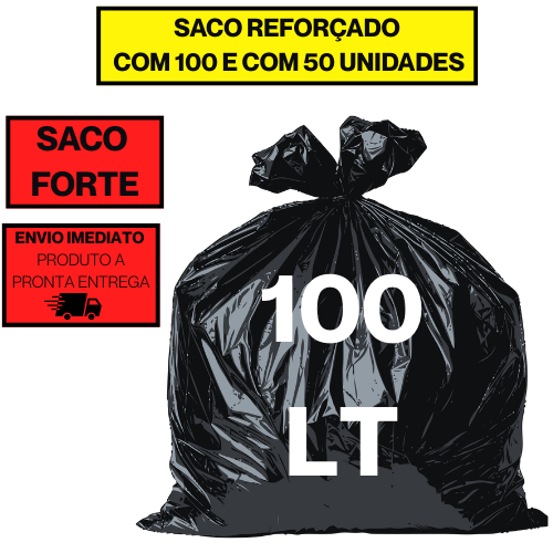 SACO DE LIXO REFORÇADO E RESISTENTE 100LT PRETO C/100 E 50UN DIRETO DA FÁBRICA em Oferta na Shopee