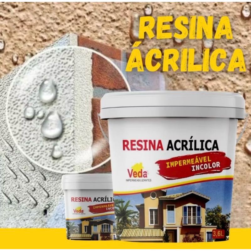 VEDA+ RESINA ACRÍLICA IMPERMEABILIZANTE 3,6L PROTEGE PEDRA, MADEIRA, PISO E CONCRETO
