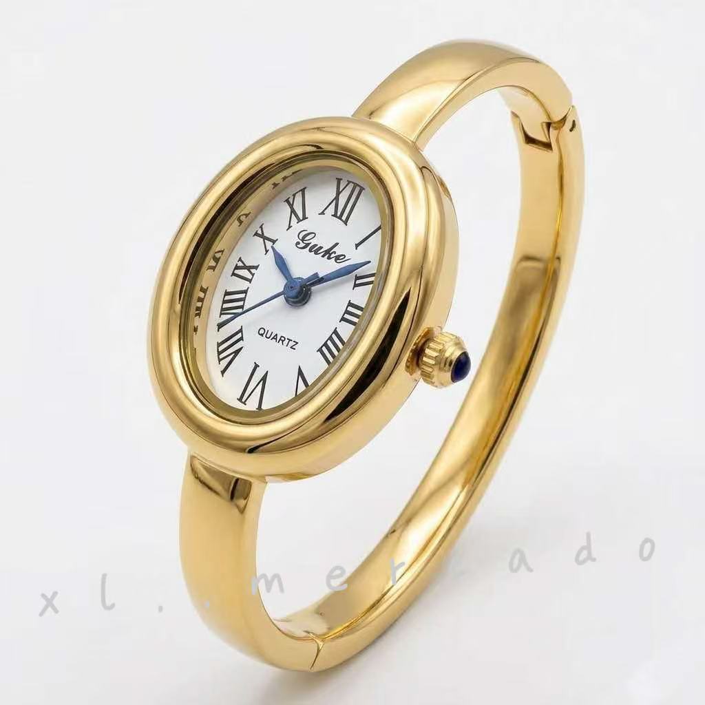 Relógio  Feminino Oval-Design Bracelete Com Inspiração Pulseira  Aço Inoxidável Quartz Prata Rose e Ouro em Oferta na Shopee