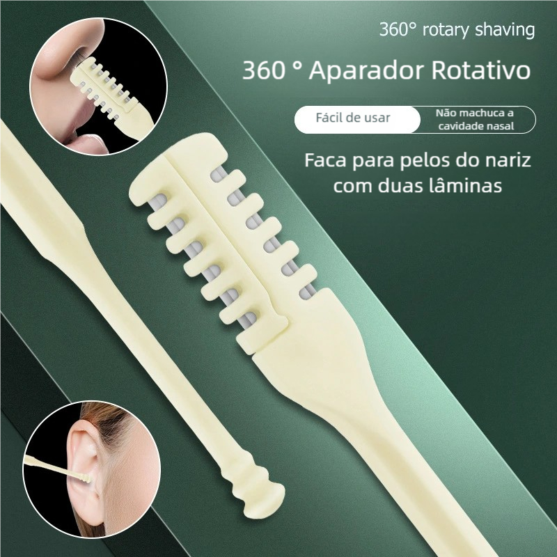 Aparador de Pêlos do Nariz 360° Cabeça Dupla Giratória - Lavável, Portátil e Prático em Oferta na Shopee