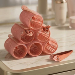 Kit 6/8 Bobs Cabelo Velcro Modeladores + 6/8 Prendedores, DIY Styling Tools tamanho Grandes 6.2x4cm/Medios 6.2*3.2cm
