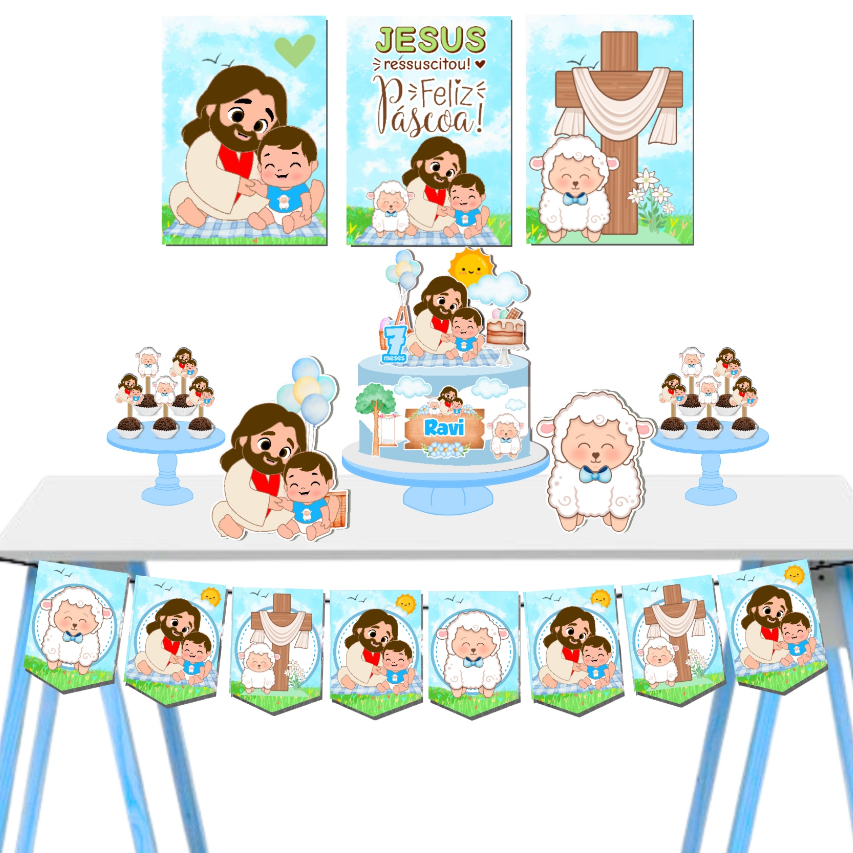 Kit festa Só um Bolinho Páscoa Jesus ovelinha Menino~ ARTE ATUALIZADA