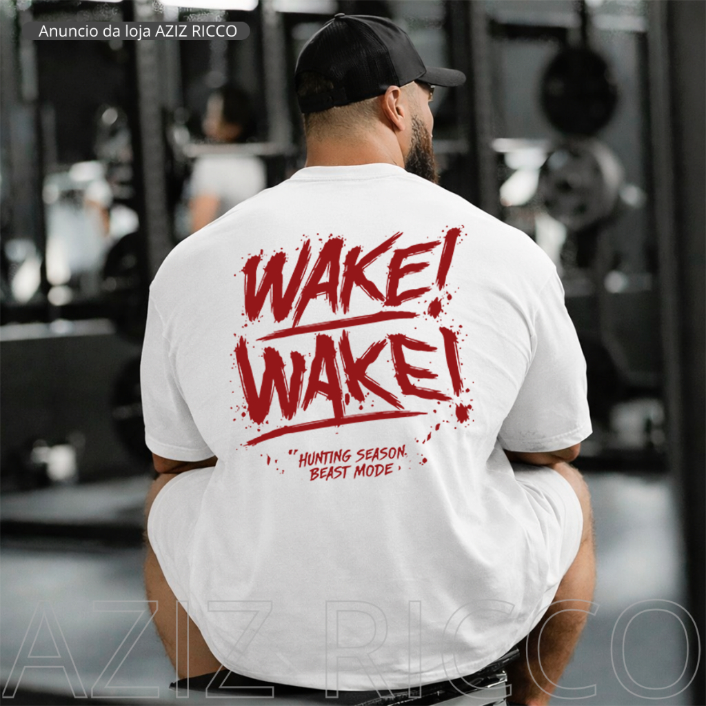 Camiseta Oversized WAKE WAKE Treino 100% Algodão Streetwear Academia Unisexx em Oferta na Shopee
