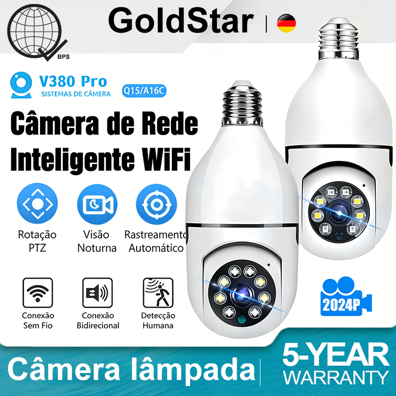 GoldStar 360° Câmera Segurança Prova D'água Infravermelho Lâmpada Sem Fio Wifi Com visão noturna em Oferta na Shopee