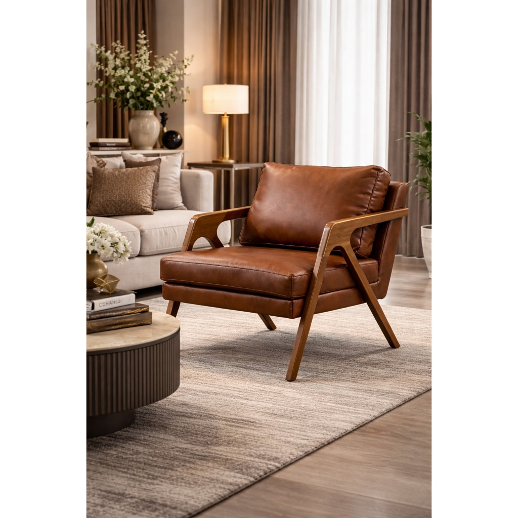 Poltrona Decorativa Mona Luxo Madeira Maciça Desenho Do Tecido Corino Caramelo Variadas em Oferta na Shopee