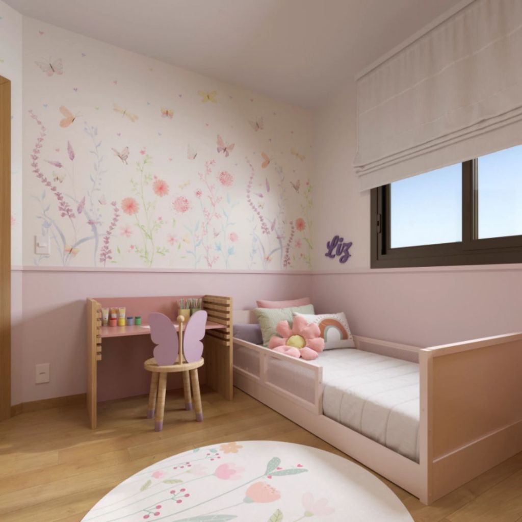 Papel De Parede Adesivo Infantil Menina Floral Selena