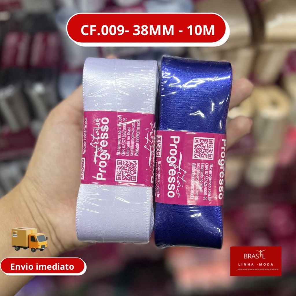 Fita de Cetim Progresso Nº 09 (38 mm) Face Simples - Peça c/ 10 mt
