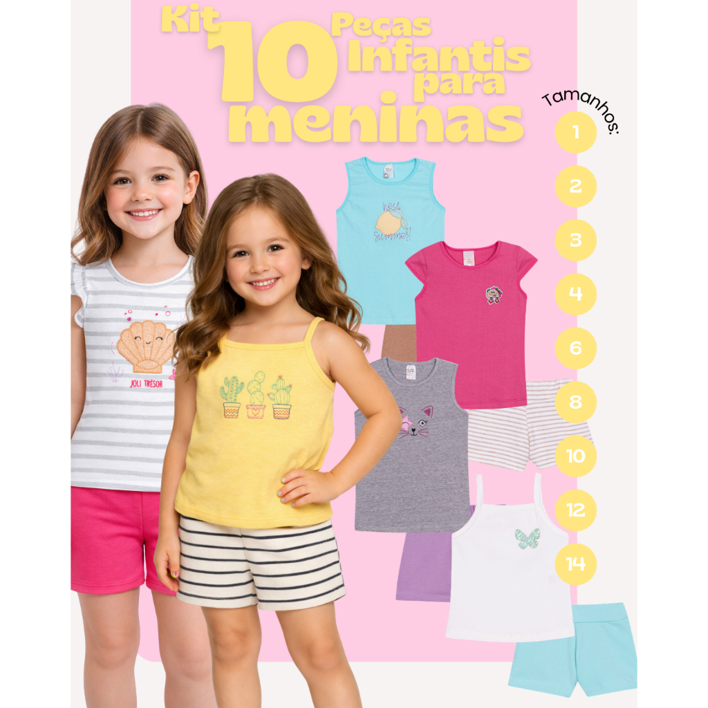 Kit 10 Peças Roupa Infantil Menina Verão Conjunto em Oferta na Shopee