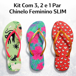 Kit Com 3, 2 Ou 1 Par Chinelo Feminino Adulto Sandália de Dedo Atacado Promoção Barato