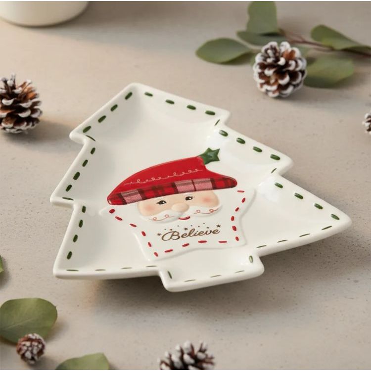 Petisqueira /Centro de Mesa Natal Papai Noel Cerâmica 22cm X 15,5cm X 3cm -Mesa Posta Ceia Natal