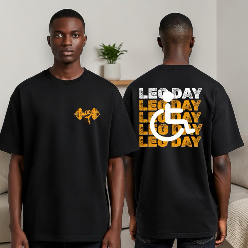 Camiseta Oversized Masculina Leg Day Estampa Engraçada Treino De Perna Streetwear Blusão Academia