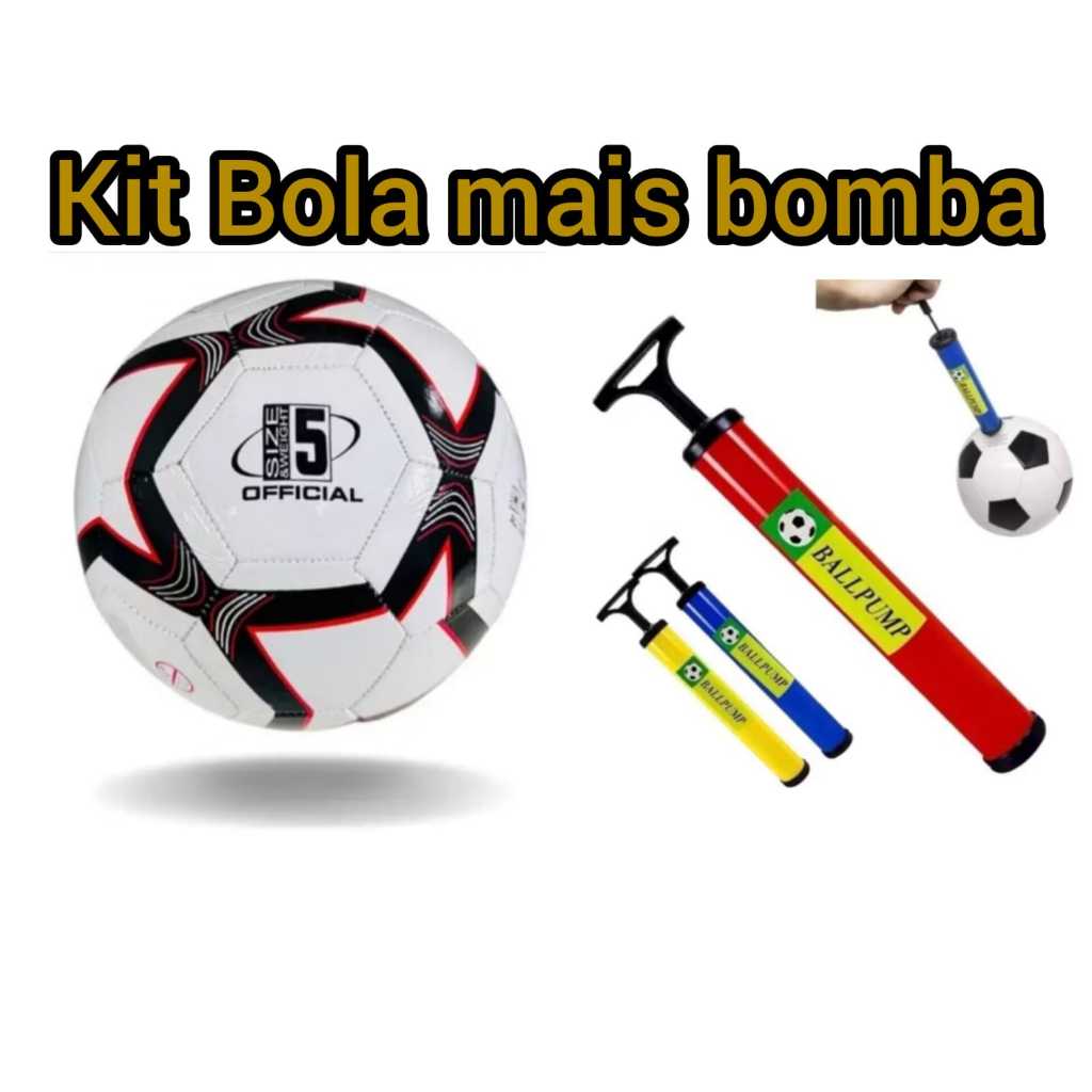 Kit Bola Futebol Campo Tamanho Oficial + bomba