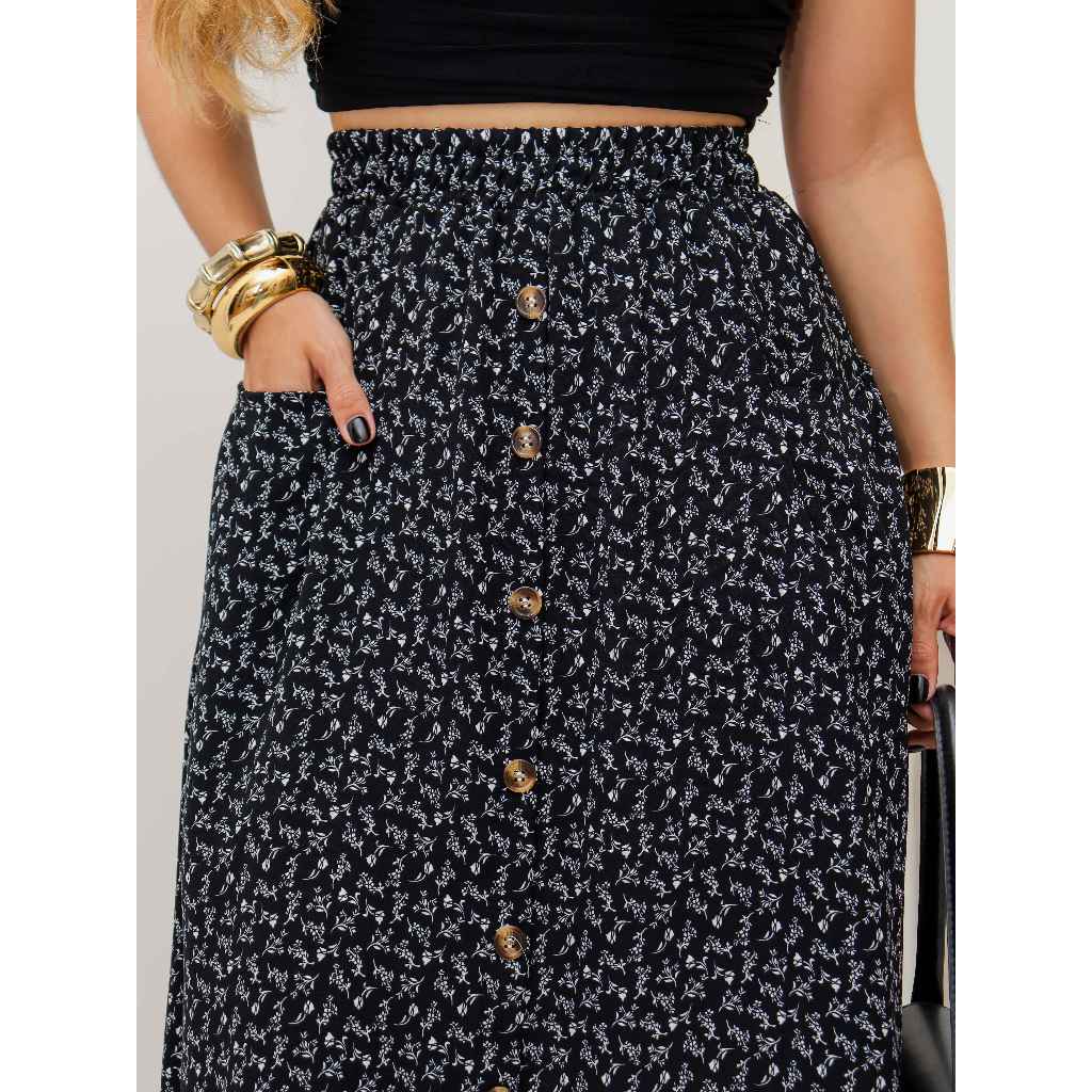 AMY FASHION SAIA CURTO DECIDO DUNA FLOR COM 2 BOLSA COM BOTAO COM FORRO MODA FAMININA 2026 — imagem 2 de 2
