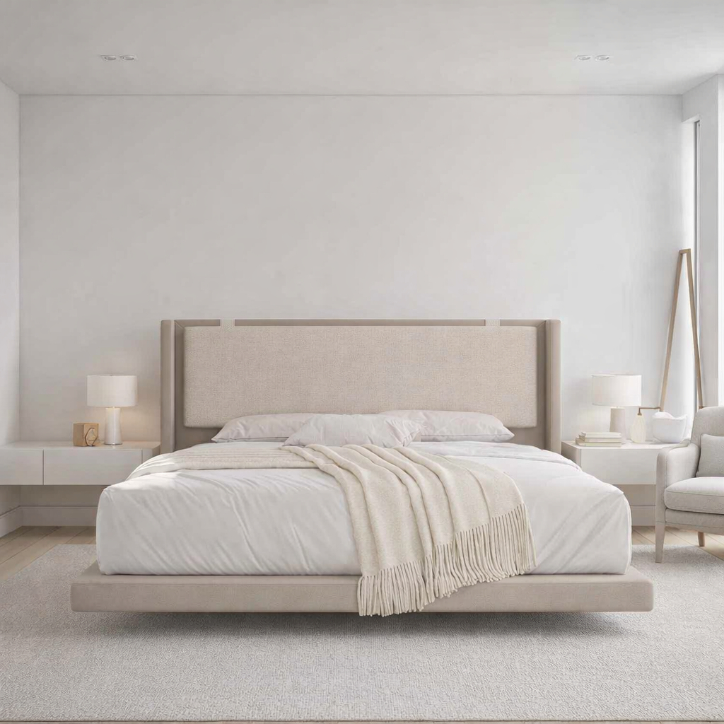 Cama Estilo Flutuante Viena Queen 170cm Madeira Maciça e MDF Acabamento Premium Futurista