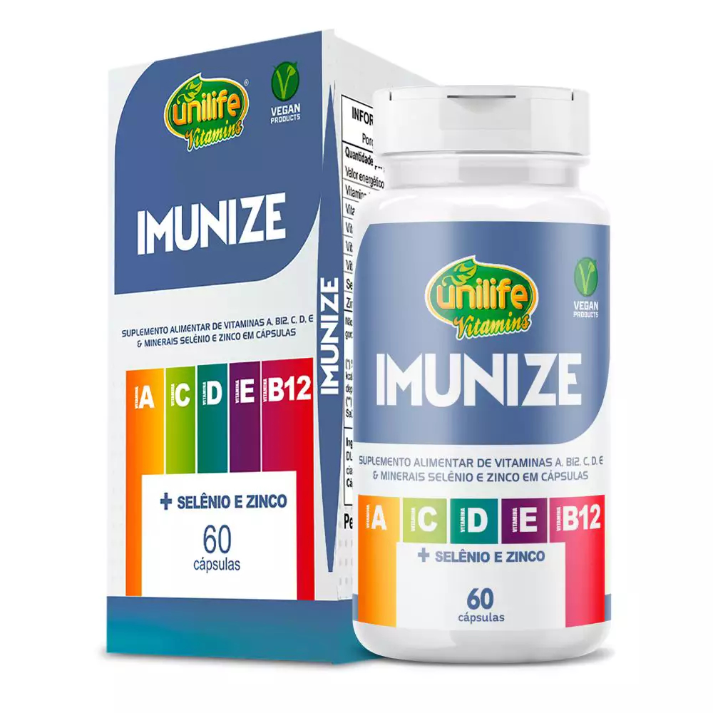 Imunize Unilife 60 Cápsulas Vitaminas A C D E B12 Suplemento Alimentar de Vitaminas