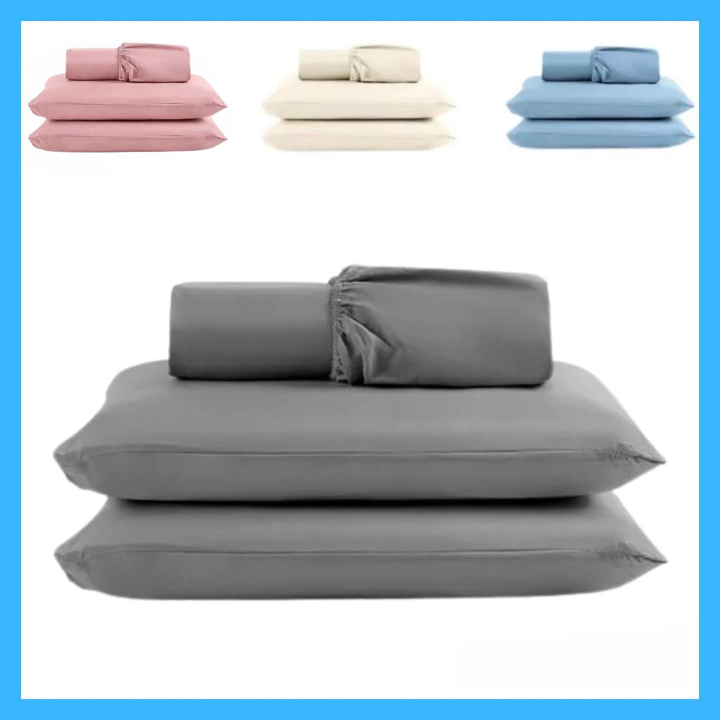 Jogo de Lençol Microfibra 2 peças Solteiro Padrão Queen 100% Poliéster Toque Macio Varias Cores em Oferta na Shopee