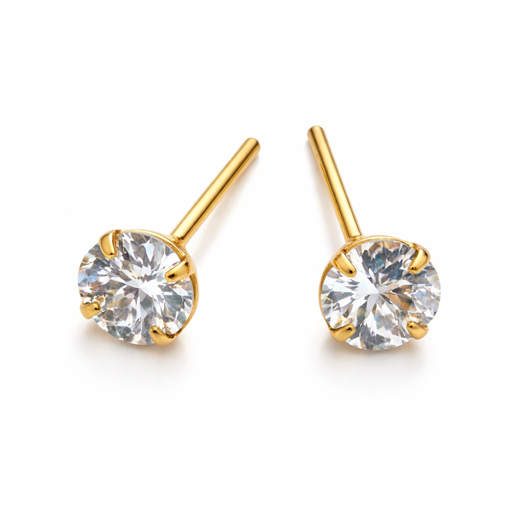 Brinco Zircônia Masculino Feminino Banhado a Ouro 18K Ponto de Luz Par