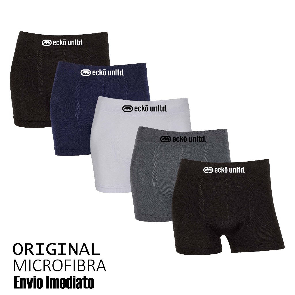 Kit 2 ou 5 cuecas boxer Ecko Original Sem Costura Microfibra