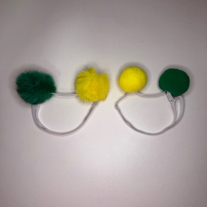 Laços Pet Copa Do Mundo Cachorro Gato Pompom Verde Amarelo Acessórios Elástico Regulável