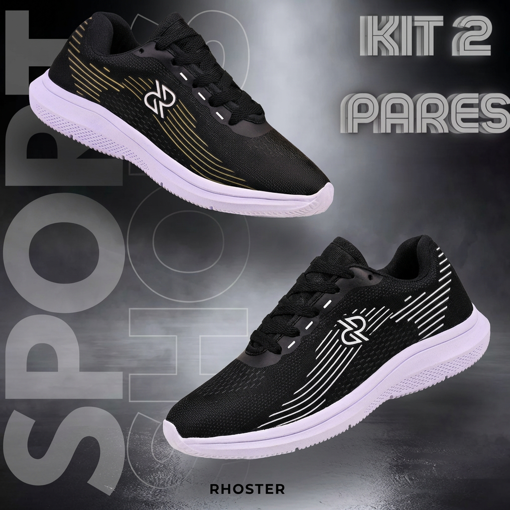 KIT 2 Pares Tênis Masculino Esportivos para Corrida e Academia Macio