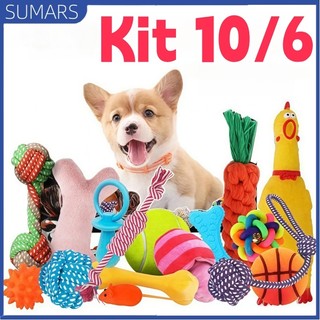 Kit 10/6 Brinquedos Mordedor Cachorro Filhote Anti Estress Pet Ranger os dentes Limpeza d…
