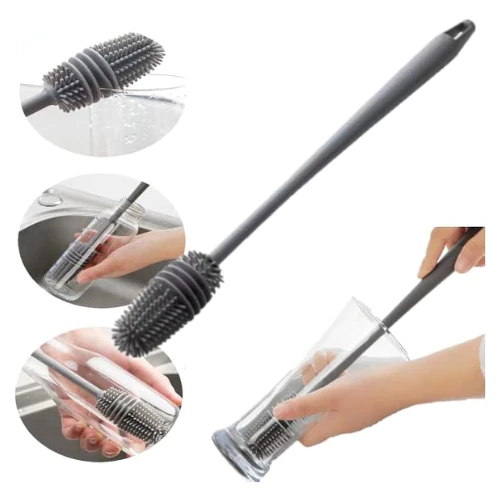 Kit Com 3 Peças Escova para Limpeza Silicone para Garrafa, Mamadeira, Copo Taça para Lavar Áreas Difíceis