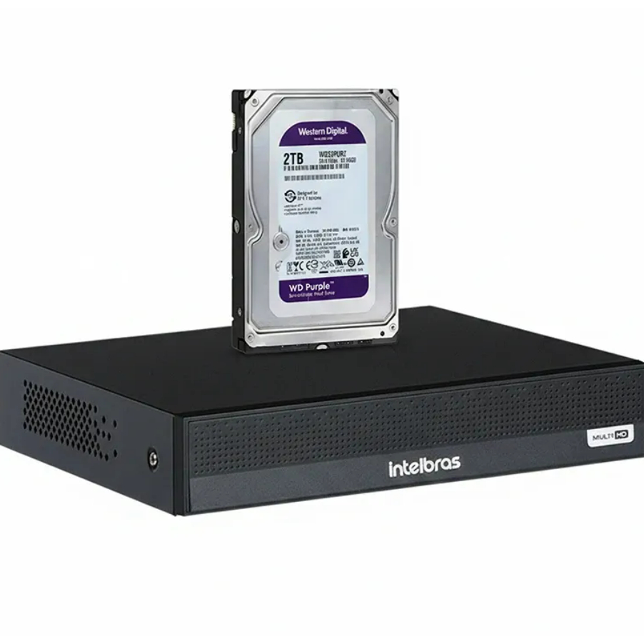 DVR Intelbras MHDX 1208-C Dual Audio 8 Canais Full HD Gravador de Vídeo c/ HD 2TB WD Purple
