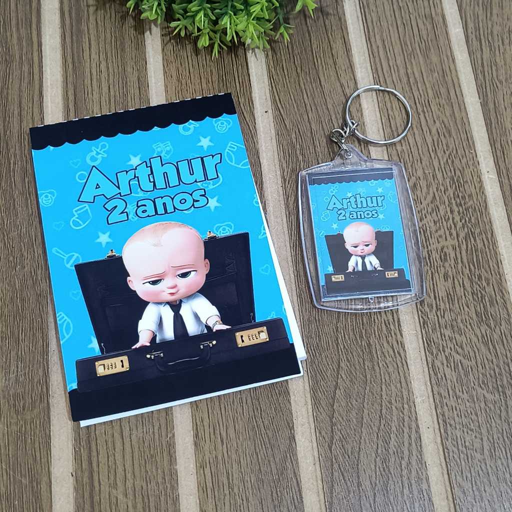 KIT 10 A 30 CHAVEIRO + BLOQUINHO PERSONALIZADO LEMBRANCINHA FESTA DE ANIVERSÁRIO O PODEROSO CHEFINHO - TODOS OS TEMAS