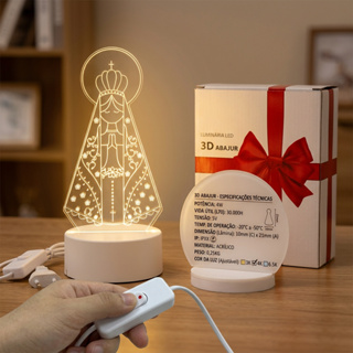 Luminária LED 3D Acrílico Aparecida Jesus Bivolt Mesa Decorativa Religiosa em Oferta na Shopee