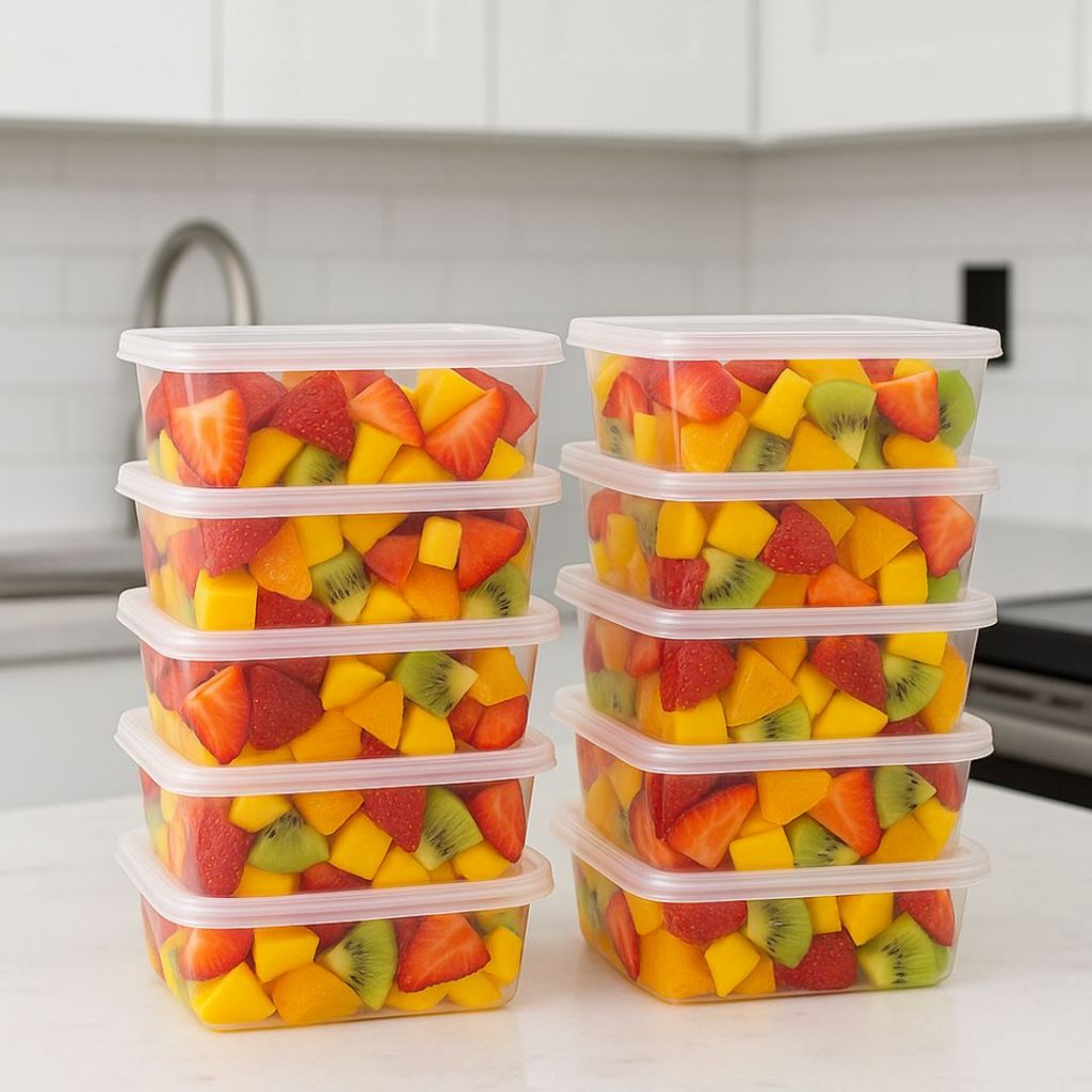 Kit Potes Marmitas 1000ml Transparentes BPA FREE Microondas Freezer Retangular Organizador de Alimentos