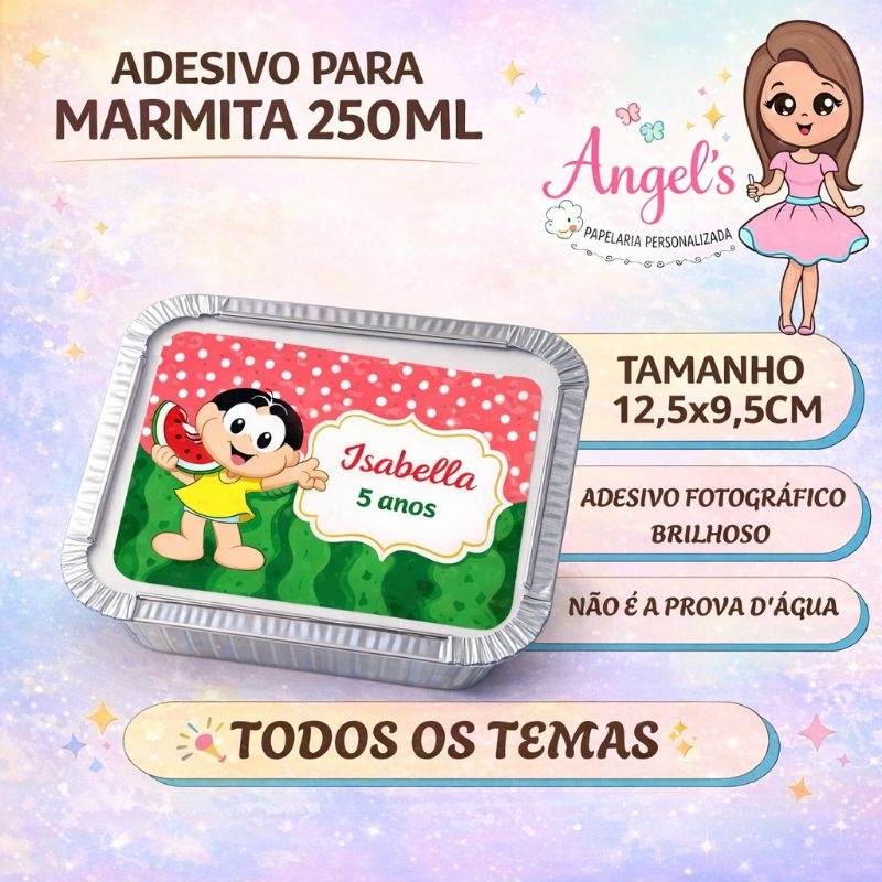 Rótulo Adesivo Personalizado Marmitinha | Lembrancinha de Aniversário Festa Infantil | Todos os Temas