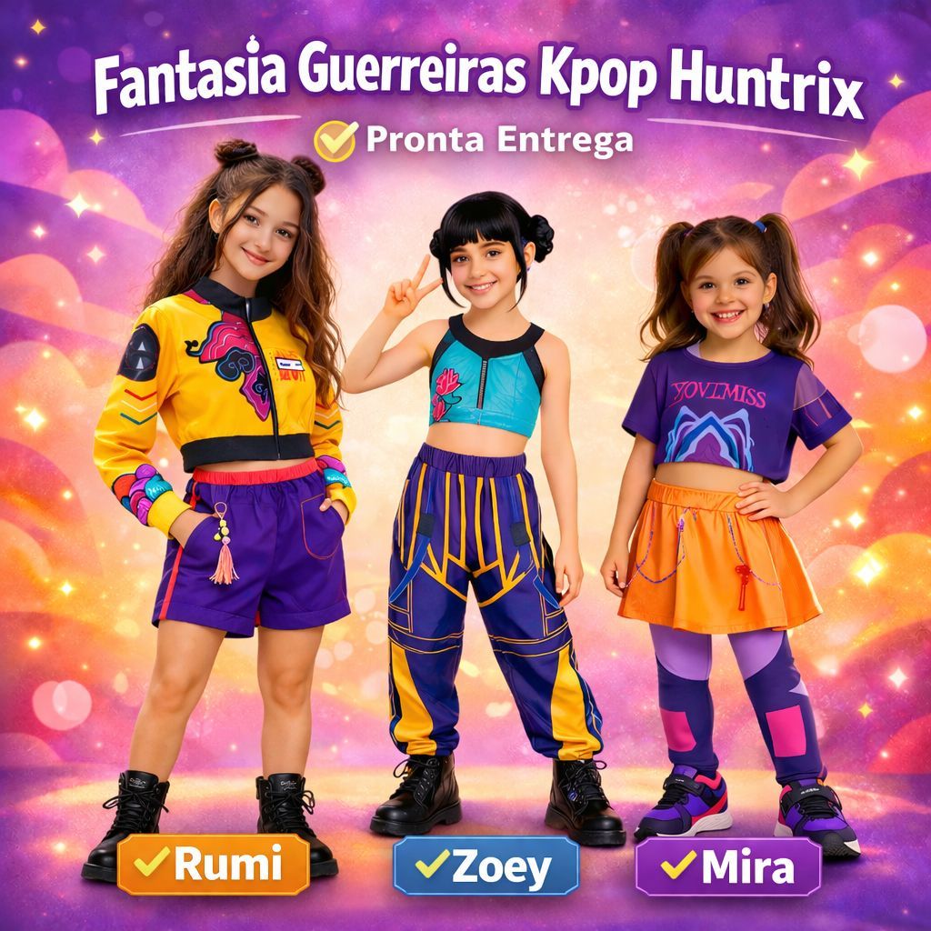 Fantasia Menina Guerreiras Kpop Huntrix infantil