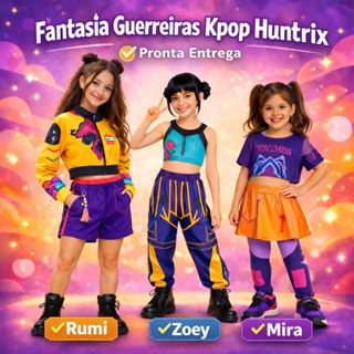 Fantasia Menina Guerreiras Kpop Huntrix infantil em Oferta na Shopee