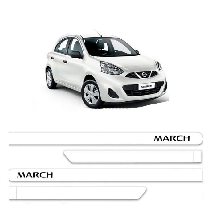 Jogo Friso Lateral Pintado March 2016 Até 2019 Branco Diamond
