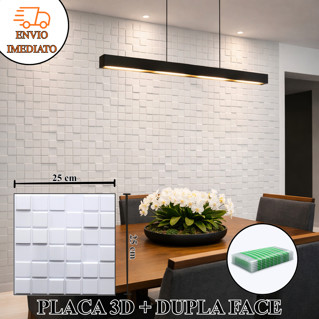 Kit 50 Placas 3D PVC 25x25cm Revestimento de Parede em Oferta na Shopee