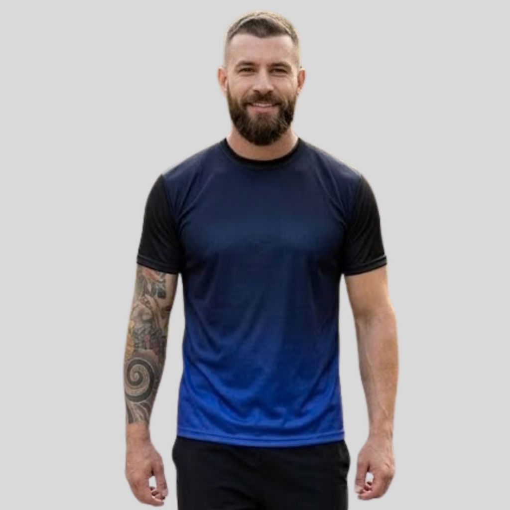 Camisas Camisetas Dry-Fitness Manga Curta Dgrade Masculina Casual-Treino-Academia-Esportes em Oferta na Shopee
