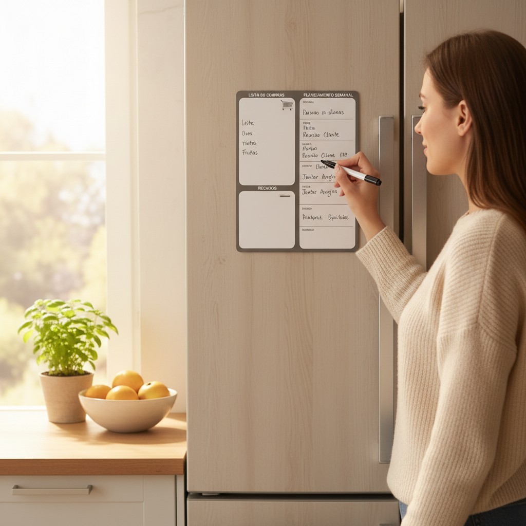 Lousa Magnética Geladeira Organizador Semanal Planejamento Familiar Lista De Compras Caneta