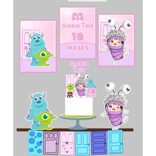 Kit Só um Bolinho Tema Boom Monstros S.A Personalizado | Decoração Mesversário e Aniversário