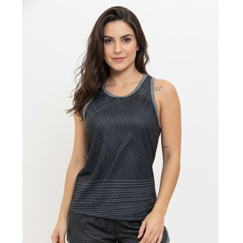 Regata Feminina Dry Treino Academia Exercício Estampada Leve Fitness Cavada Slim Secagem Rápida em Oferta na Shopee
