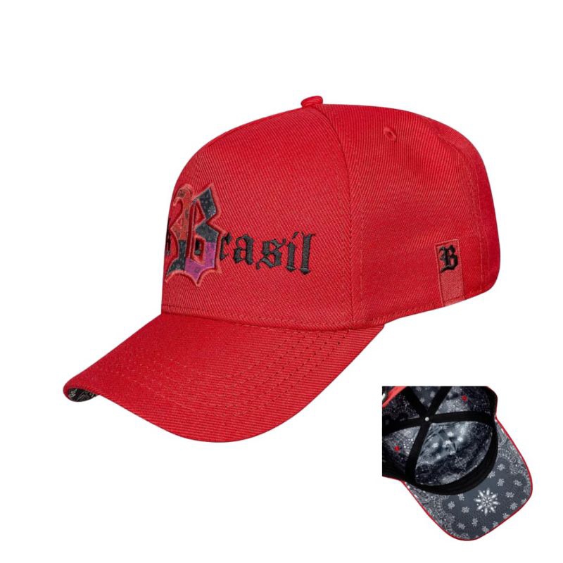 Boné Blck Snapback Vermelho Brasil Paisley Aba Curva Original