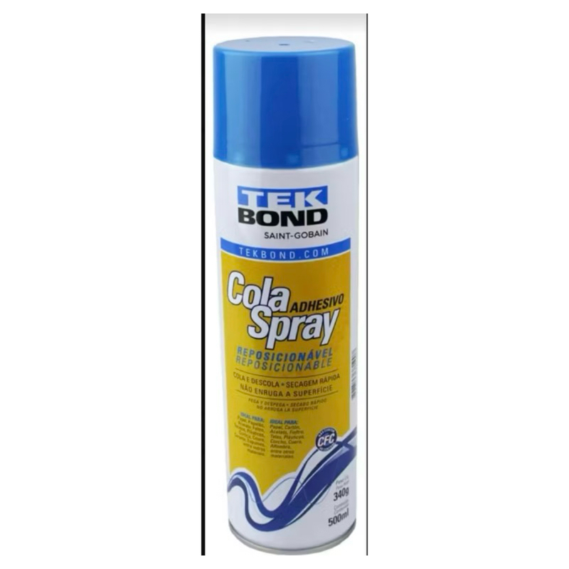 Cola Spray Tek Bond Temporária - Adesiva Reposicionável, Transparência e Cobertura Alta, 500ml