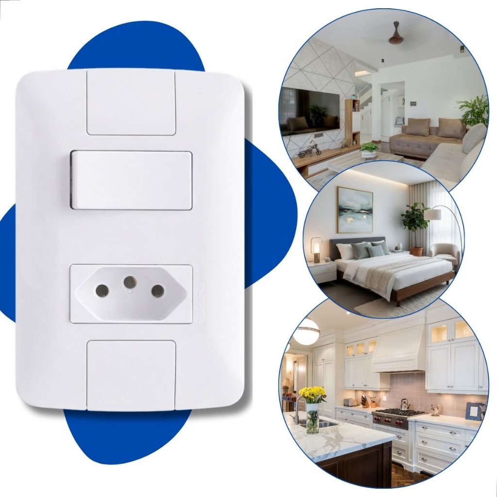 Conjuntos tomada Com Interruptor Tramontina 10a 250v 2p+t aria branca