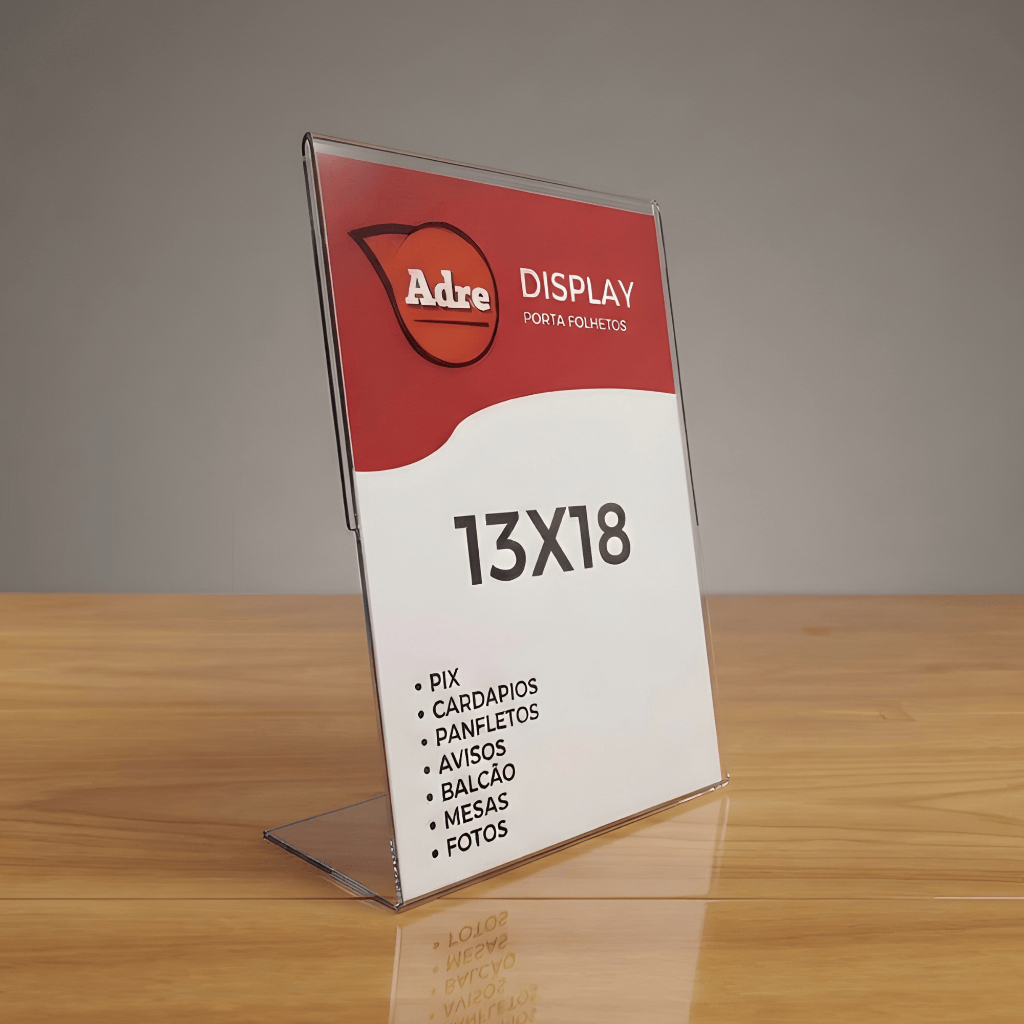 Display Suporte L Expositor 13x18 Acrílico(ps) Fotos Porta Transparente mini banner Licenças em Oferta na Shopee