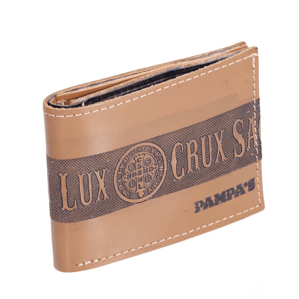 Carteira Masculina Religiosa São Bento Em Couro Legítimo Country Porta Cartão