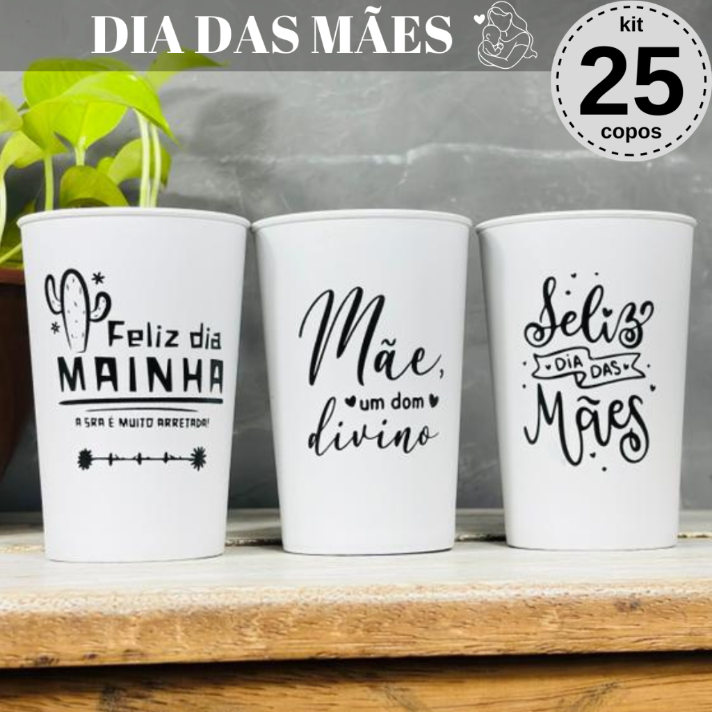 Kit 25 Copos Dia Das Mães Cristão Lembrancinha Para o Dia Das Mães Nordestino Dia Mae Lembrança