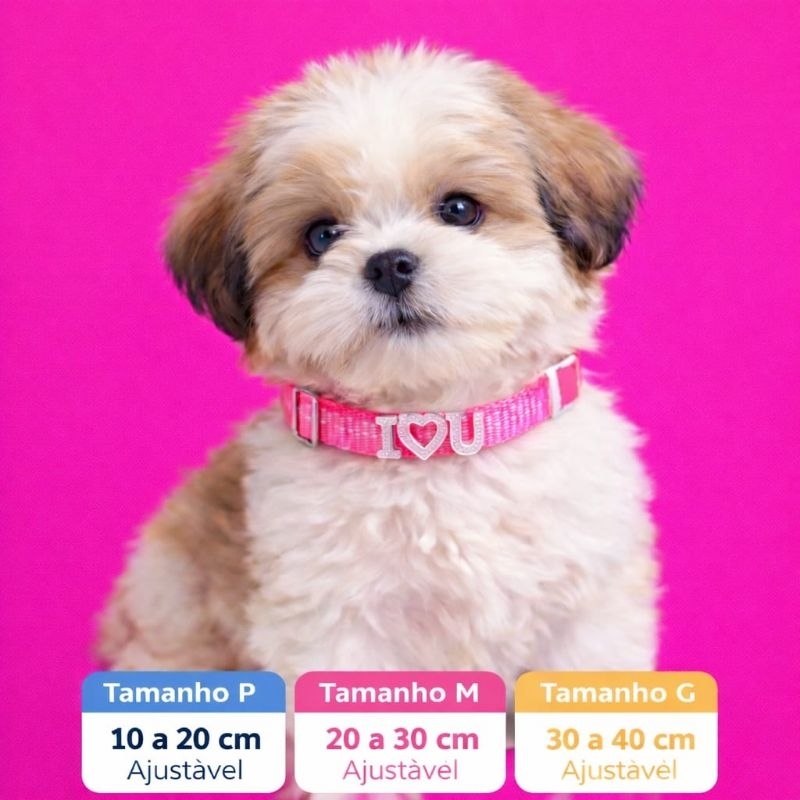 Coleira Pet Cachorro Gato Femea Macho Luxo Personalizada Diferente Rosa bonita para Presente