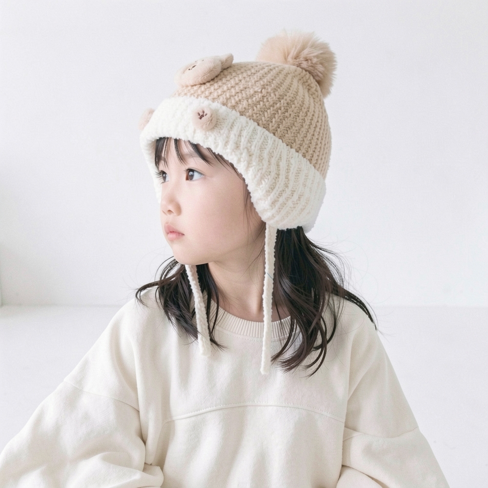Gorro Touca Infantil Criança Menino Menina Tricotado Quente Fashion Protetor Aquecedor Orelha Inverno Pompom 2-7 anos