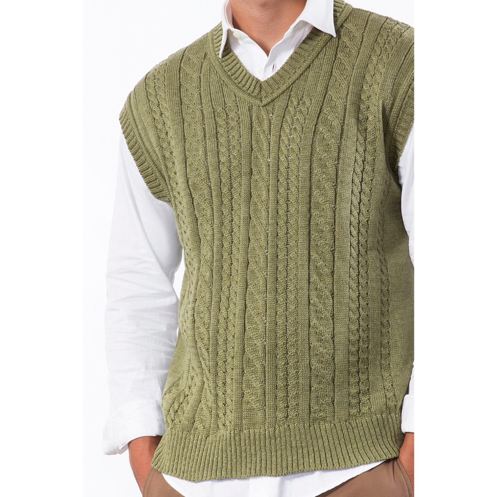 Colete Masculino Tricô Gola V Trançado Social Elegante Inverno Casual Confortável Colete Masculino