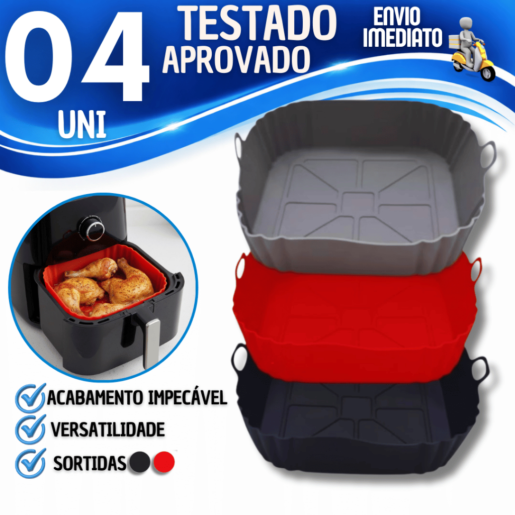 Combo Formas de Silicone Air Fryer Grande 19x19CM  Assadeira Quadrada Antiaderente Utensílios em Oferta na Shopee